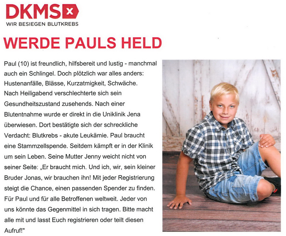 You are currently viewing 24.03.23 / Werde Pauls Held – DKMS-Registrierungsaktion